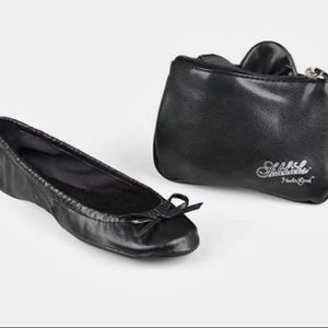 Sidekicks Womens Foldable Ballet Flats w/Carrying Case, Black M